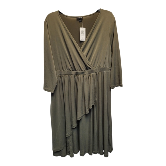 NWT Torrid Olive Green Asymmetrical Wrap Dress - Size 0X - Picture 2 of 6